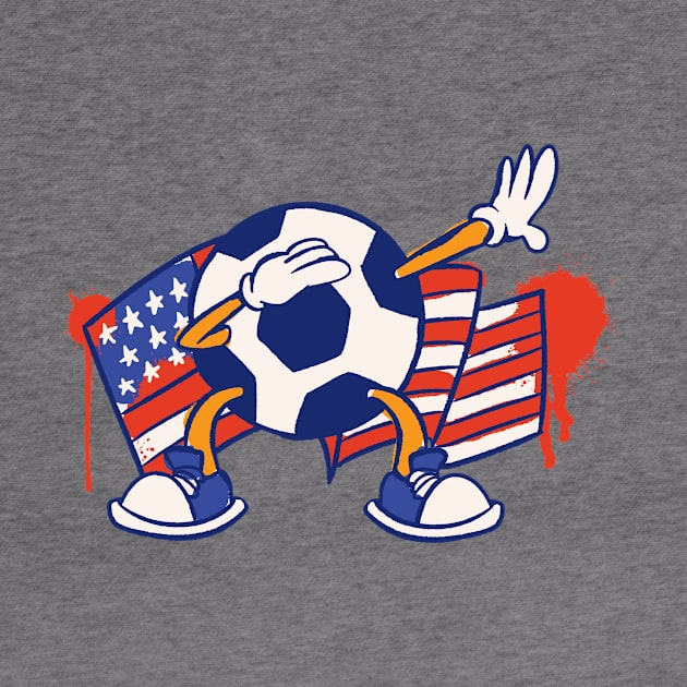 Dabbing Soccer Ball Cartoon USA American Flag by Now Boarding